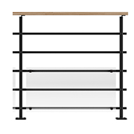 Balustrade Eloge avec main courante bois et poteau et tubes rectangulaire acier Les Menuiseries Françaises