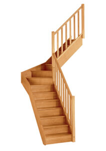 authentique escalier bois limon plein quart tournant intermédiaire - Les Menuiseries Françaises