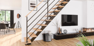 Escalier Duo Bois Métal Poutre Centrale