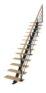 Escalier droit avec poutre centrale bois métal Poutre² Les Menuiseries Françaises