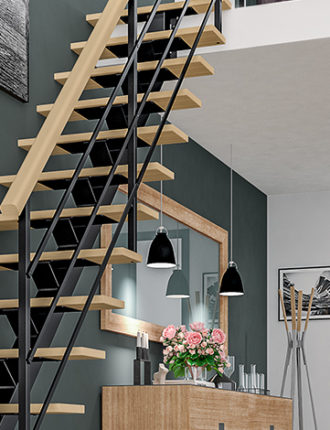 Escalier duo bois et metal Accord