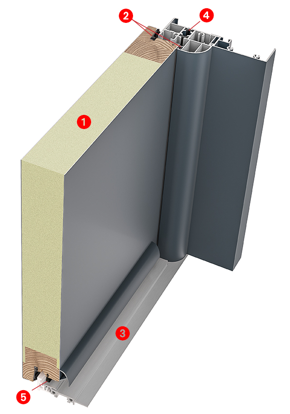 Porte d'entrée en acier à isolation thermique intégrée