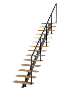 escalier droit bois métal verre - Les Menuiseries Françaises